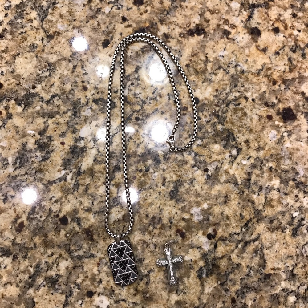 David Yurman with pendant and cross and watch